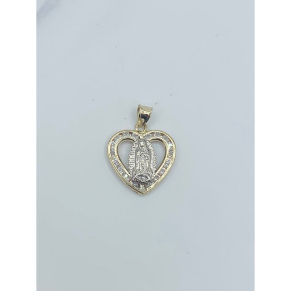 10k gold pendant our lady of Guadalupe Virgin Mary❤️ Heart - Virgen Maria